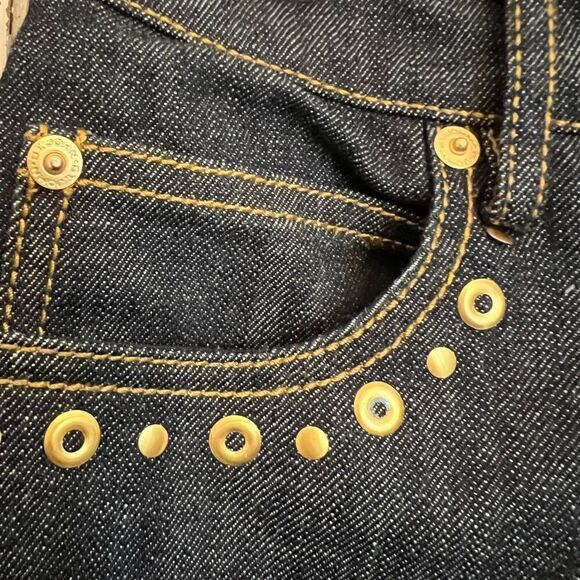 NWOT St. John Sport NWOT Women's Straight Leg Gold Embellished Jeans Size 4 - Picture 4 of 10